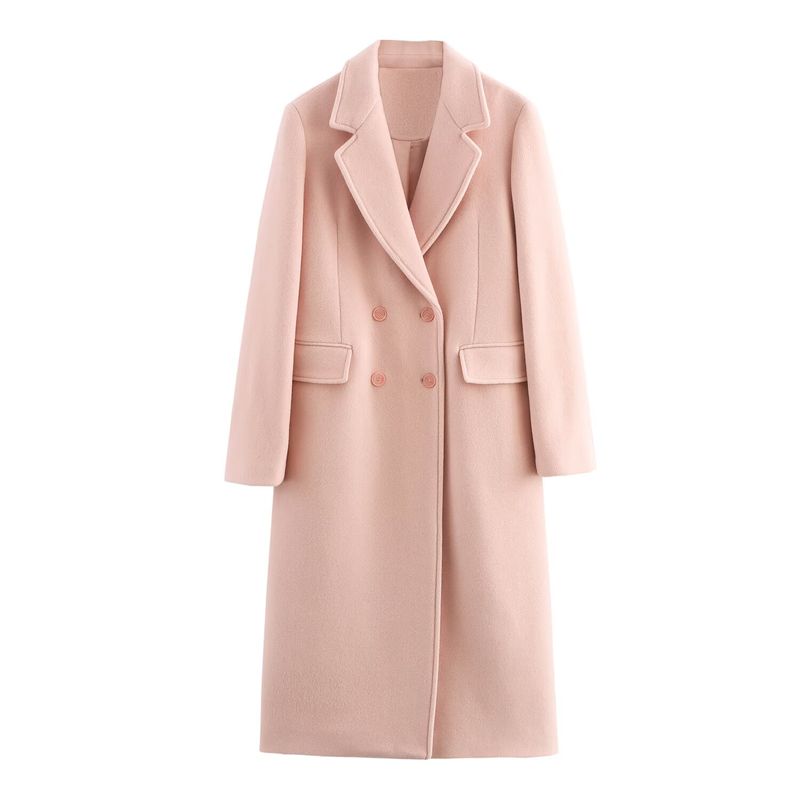 

Kaslead New Arrival Women s Fashion Style Fashion Blended Double Breasted Coat Outwear 2091724 Pink L