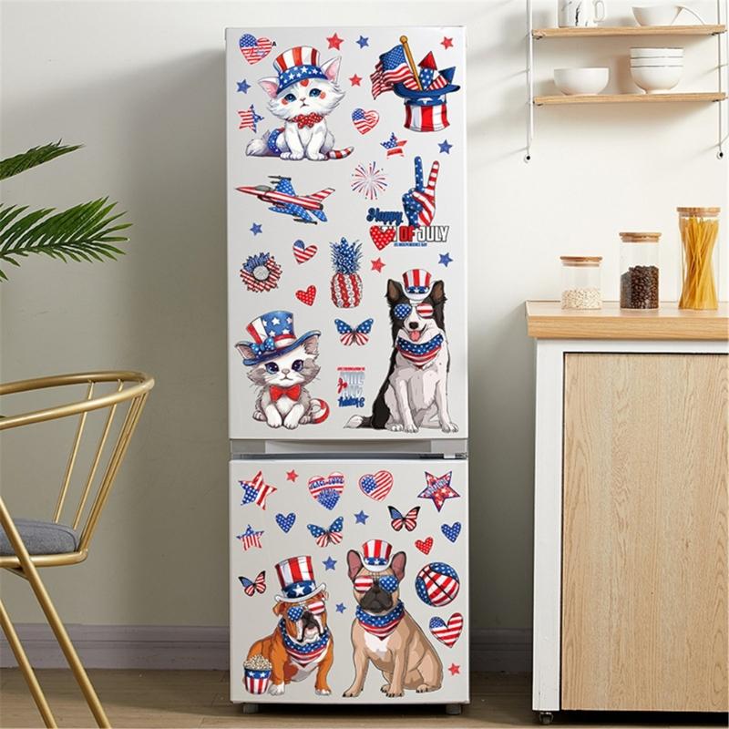 6 Pack American Flag Theme Sticker For Window Glass Door 4th Of July Decors Patriotics Memorials Day Home Office School