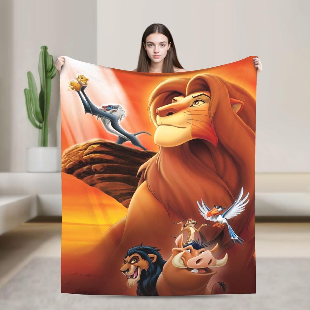 Simba Le Roi Lion Housse de Couverture Anime Couvertures Jetées en Flanelle Literie Canapé Portable Doux Chaud Couvre-lits