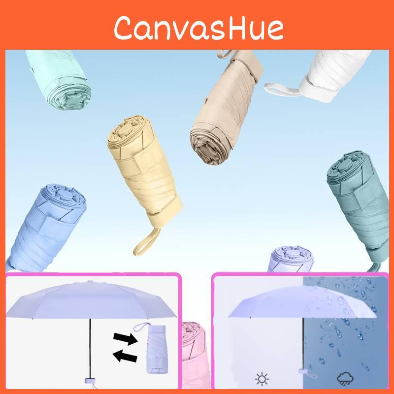 Trendy Alloy Frame Five-fold Sun Umbrella With Black Coating For Sun And Rain