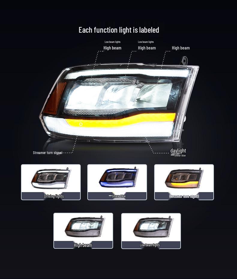 Dodge Ram 1500/2500/3500 LED Breathing Welcome Headlight Assembly