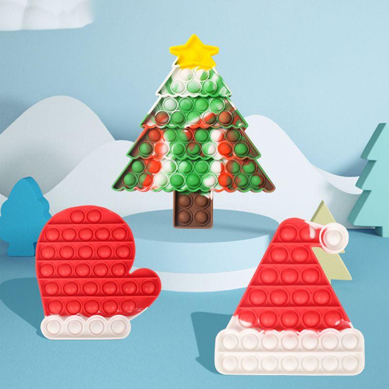 Joyful Christmas Big Size Pop It Silicone Toys For Relaxation Featuring Adorable Santa Claus And Cheerful Christmas Tree Shapes