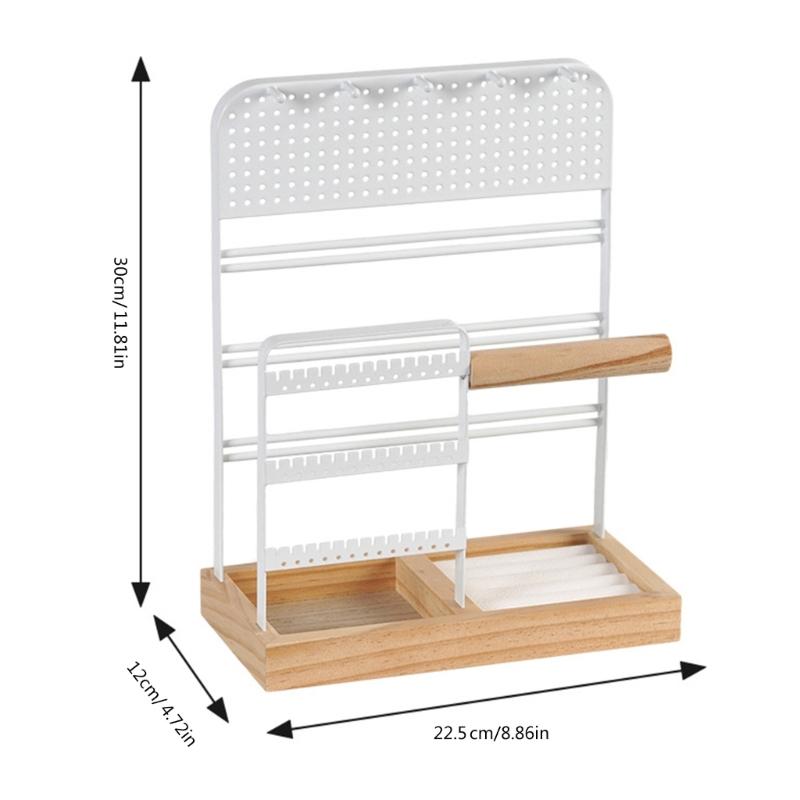 Convenient and Stylish Wood Storage Shelves Stylish Metal Jewelry Display Stand for Earrings Bracelets and Necklaces