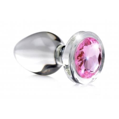Bouchon anal - Sparks - Petit - Verre - Rose - Gemme décorative