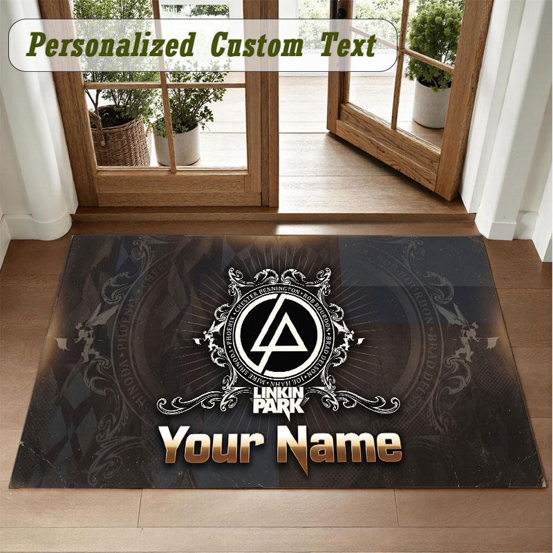 Crystal Velvet Square Rug Custom NameLinkin Park Pattern Non Slip Home Floor Decor Rug