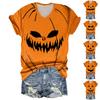 Women's Fashion Casual Three-quarter Sleeve Halloween Letters,  Face Print Top
