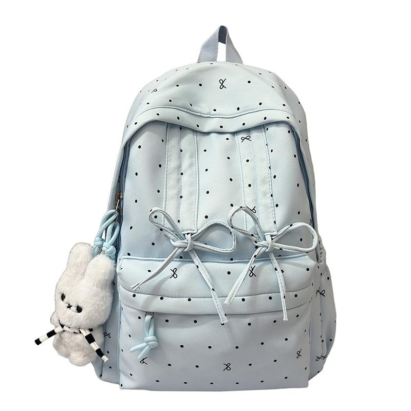 Schoolbag Japanese ins new high-value, fresh, sweet and cute bow backpack girl simple large-capacity backpack