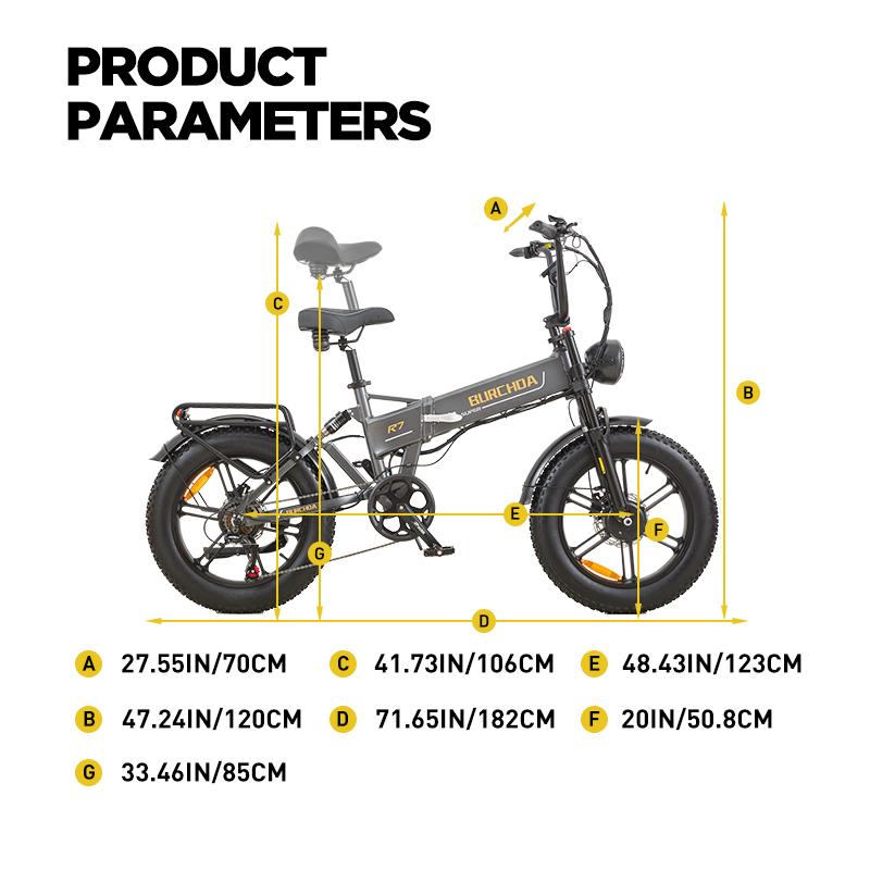 BURCHDA R7 Dubbele Motor Elektrische Fiets 3000W, 48V 20" Dikke Band All-Terrain Ebike voor Volwassenen