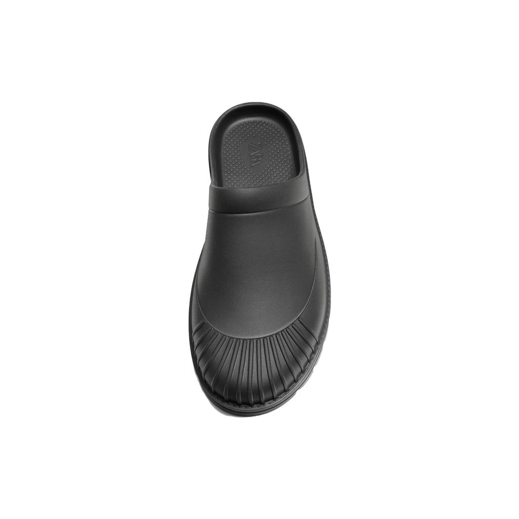 Zara Grooved Thick Sole Open Toe Slippers Men slippers Black 2750220800