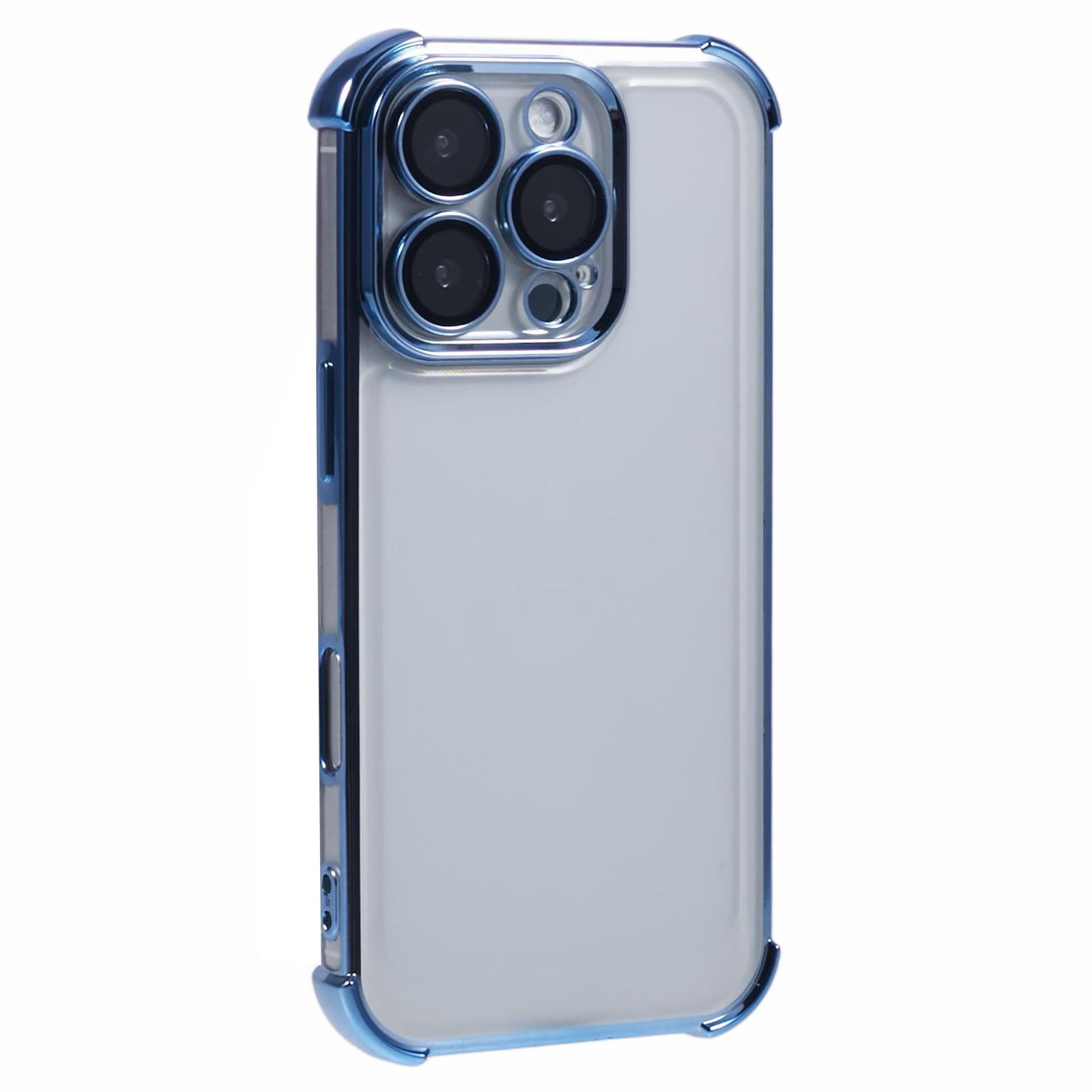 For iPhone 16 Pro Case Electroplating Clear TPU Phone Cover with Lens Film E