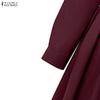 ZANZEA Women Casual Turn Down Collar Long Sleeve Loose Long Shirt Dress