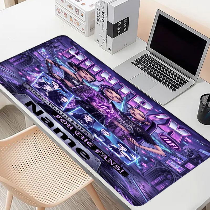 Custom Name Personalized Kpop Demon Hunter Pattern Mousepad, Laptop PC Desk Mat, Decorative Desk Mat for Home Keyboard Pad Gift