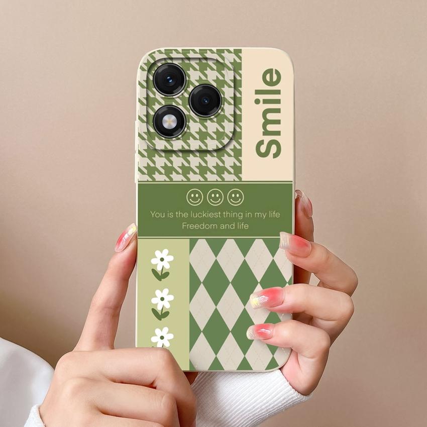Phone Case For Huawei Honor 400 Lite X9c X6b X7c X60 X5b X8 X8c Pretty Plum Blossom Checkered Pattern Soft Silicone Shockproof Shell For Huawei Covers