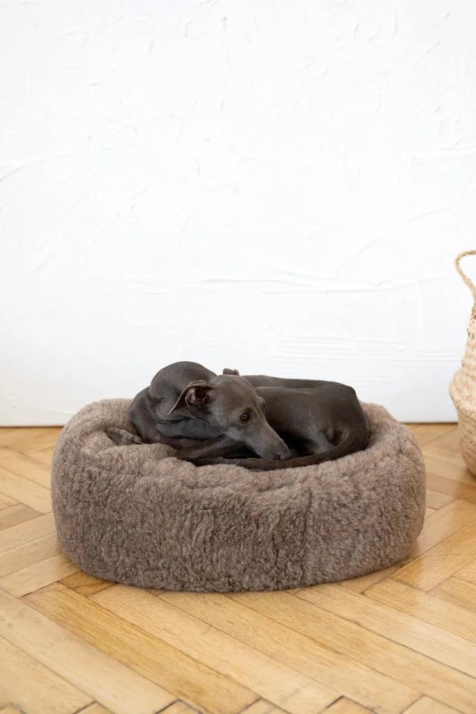 Oval Natural Wool Pet Bed - Beige 60 Cm