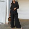 ZANZEA Women Long Sleeve Blouse and Pants Casual Two Piece Suit Sets