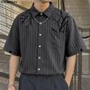 INCERUN Camicie Casual Larghe da Uomo a Maniche Corte con Scollo a Revers e Stampa a Righe