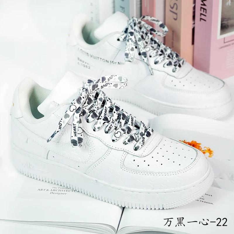 Flat Heart Shoelaces Personalized Valentine's Day Pink Love Shoelace Rope Couples High Canvas Sports Shoes Shoe Laces for AF1