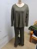 2025 Jesień/Zima Jednolity Kolor Dekolt V Długi Rękaw Dzianinowy Prążkowany Luźny Zestaw Casualowy