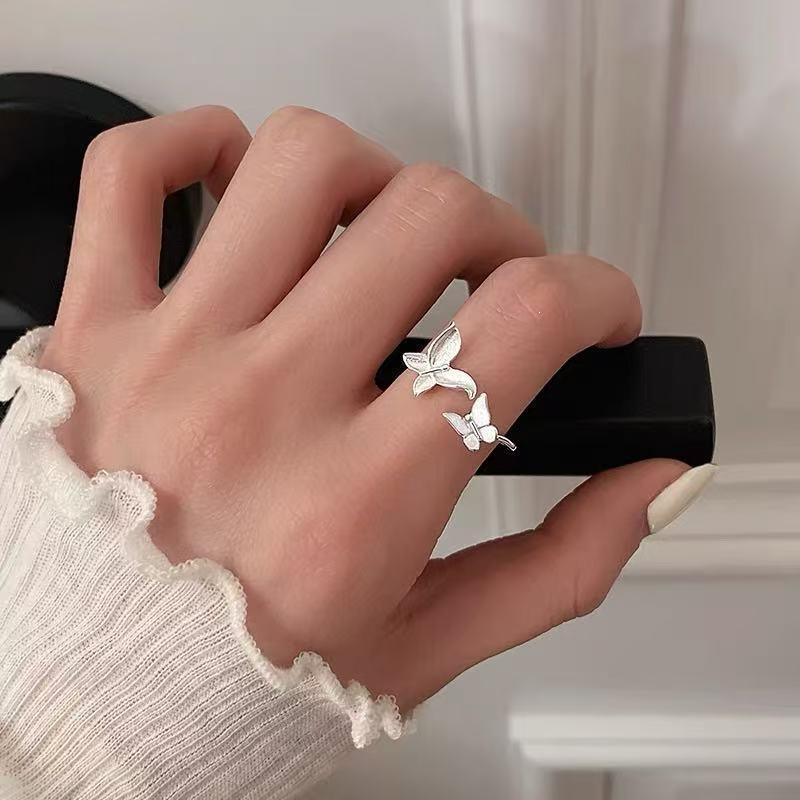 925 Sterling Silver Butterfly Women's Open Ring: Elegant Luxury, Index Finger Design