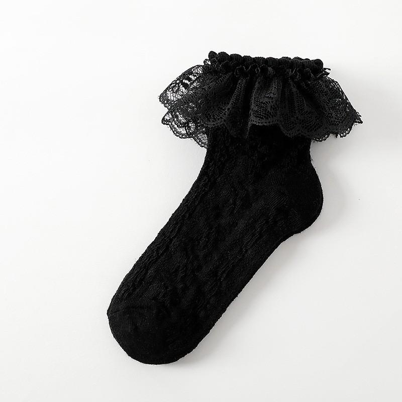 Summer Baby Lace Ruffle Socks Thin Mesh Breathable Short Sock Princess Girls Bow Dress Ankle Socks Kids Lolita White Black Sock