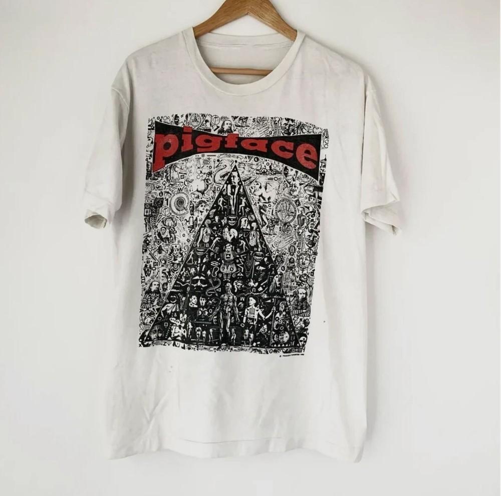 Vtg Pigface Band Music Tour Concert Cotton White Full Size Unisex Shirt Unisex T-Shirt XXL
