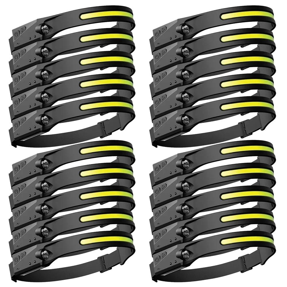 XPE+COB LED Sensor Headlamp USB Rechargeable Camping Search Light Headlight Led Head Torch Head Flashlight for Fishing Lantern