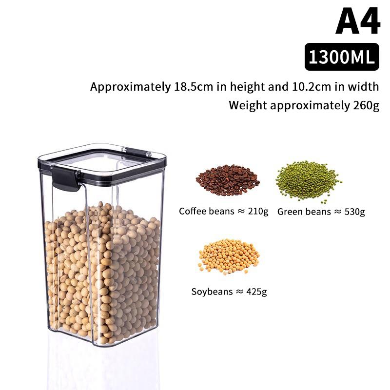 Vzduchotěsná plastová dóza na potraviny Průhledná na cereálie, bonbóny, sušené potraviny Nádoby do lednice Domácí kuchyně
