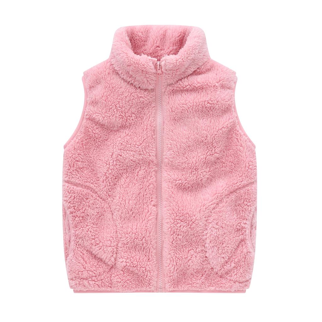 Lässige warme Samtweste für Jungen und Mädchen in mittlerer und großer Kindergröße, koreanische Version mit Taschen, Stehkragen, Pulloverweste, Jacke