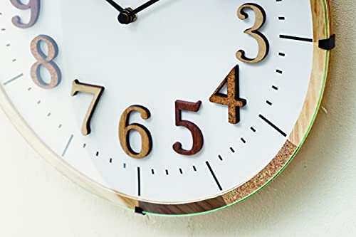 Interform CL-9706 Radio-Controlled Wall Clock, Teal, Brown, White, 30.5cm, Natural, Nordic Style