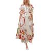 Spring New Women'S Clothing Beach Dress Slim-Fitting Pendulum Four-Sided Elastic Printing Dress