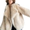 Women's Faux Fur Coat With Large Lapel And Loose Fluffiness