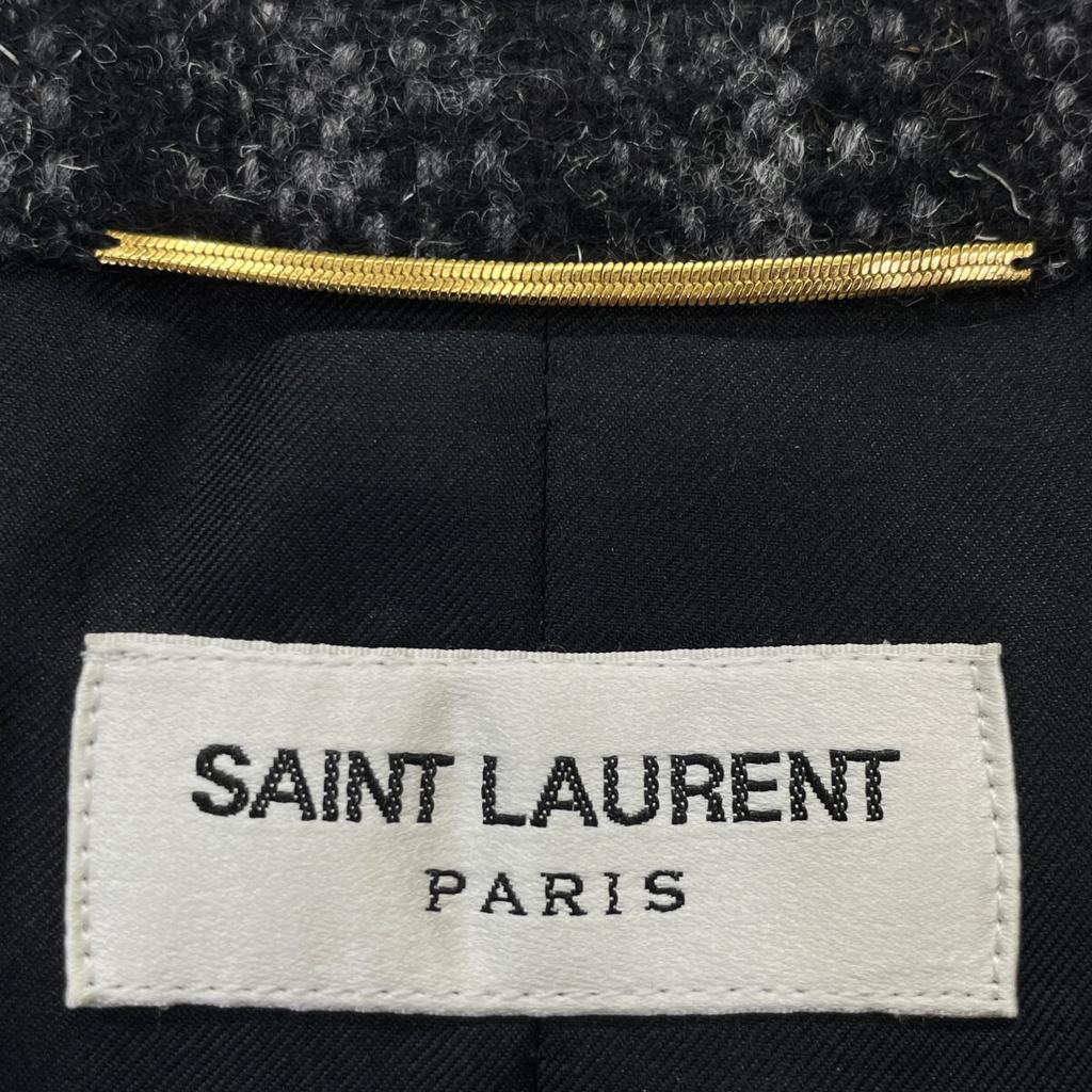 SAINT LAURENT PARIS 2015 394625 Mohair Tailored Jacket Jacket 34 Black Gray CheckUsed