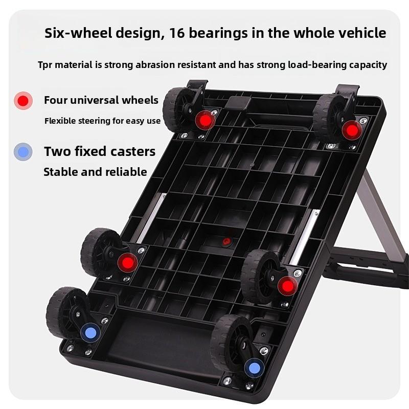 Foldable Portable Hand Cart Lightweight Utility Wagon with Wheels for Home Garden Shopping and Transporting Goods