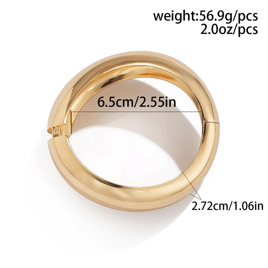 Exaggerated Heavy Industry Design Sense Metal Smooth Bracelet, Geometric Personality Wide Bracelet Braclet