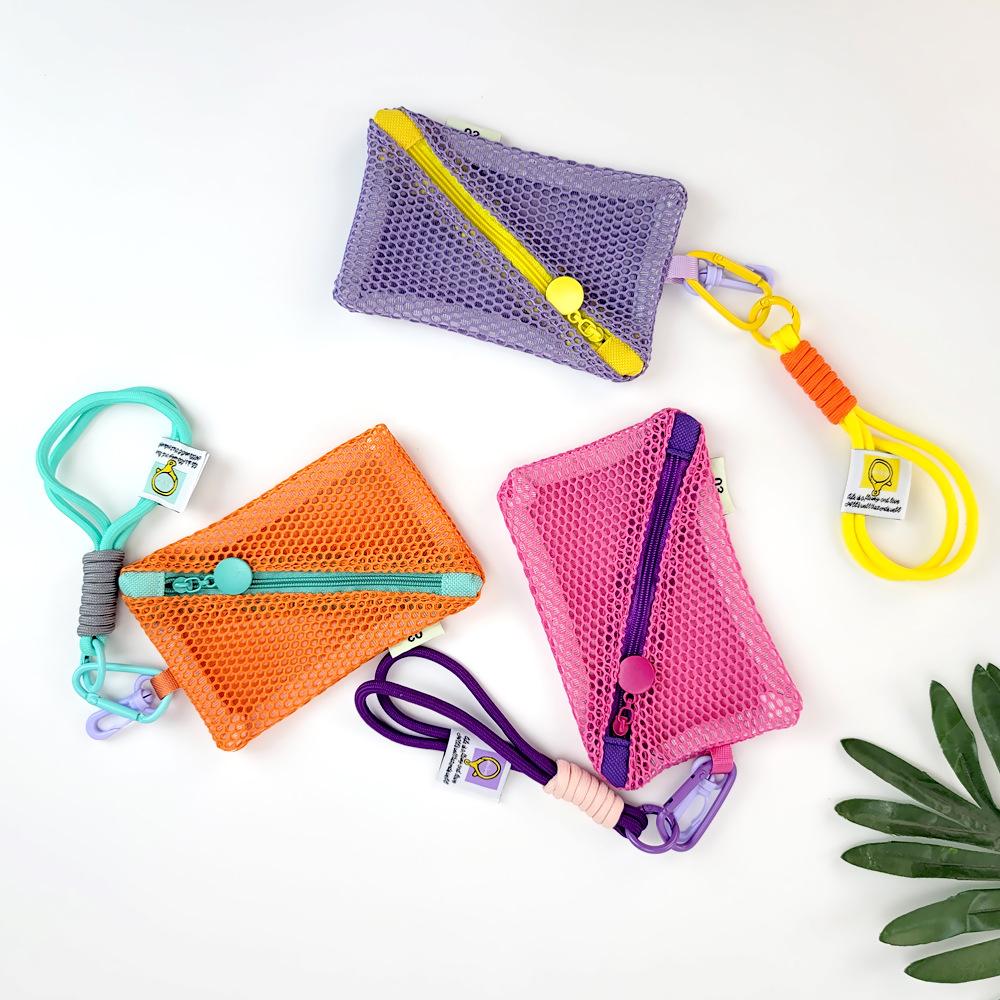 Small Capacity Square Mesh Storage Pouch Portable Clear Mesh Bag Creative Change Storage Bag  Men