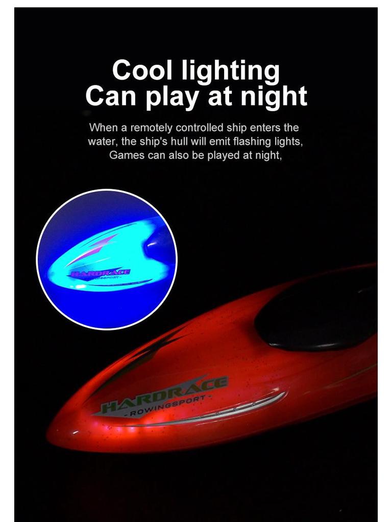 2.4G Remote Control Mini Stunt Speedboat with High-Brightness Lights - Children's Water Toy