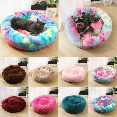 Dog Round Cat Winter Warm Sleeping Bag Long Plush Soft Pet Bed Calming Bed