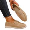 Women's Plus Size Low Top Slip on Retro Flat Shoes Spring Autumn New Metal Buckle Shoes