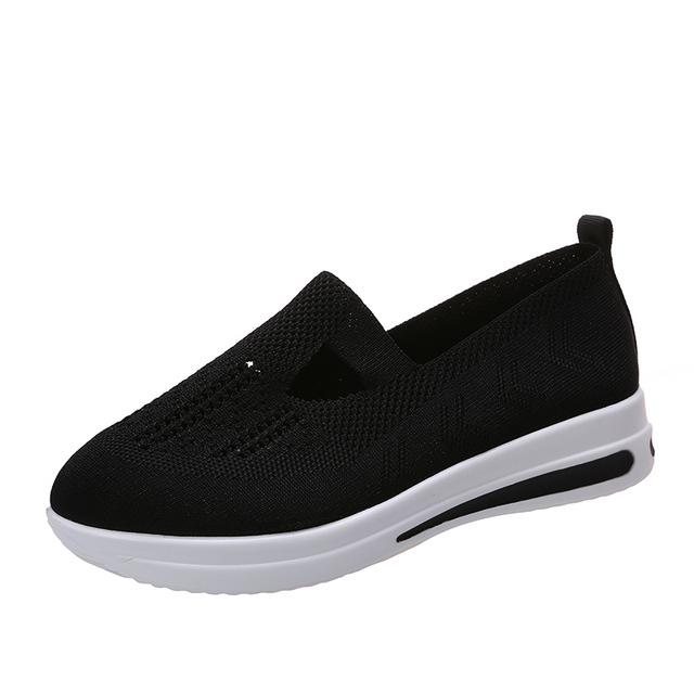 Síťovaná sportovní obuv Ženy Pletené mokasíny Hollow Out Design Platforma Tenisky Dámské Silná podrážka Slip-On Flats