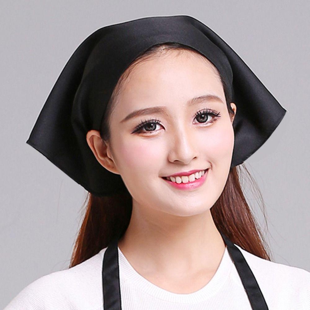 Cotton Kitchen Work Cap Triangle Waitress Hat Catering Cooking Cap Chef Hat  Men And Women