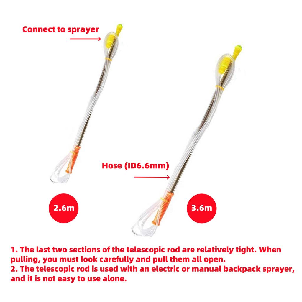 2.6/3.6m Stainless Steel Telescopic Rod High Shoot Spray Head Telescopic Tube Garden Orchard Park Electric Sprayer Fittings 1Pc