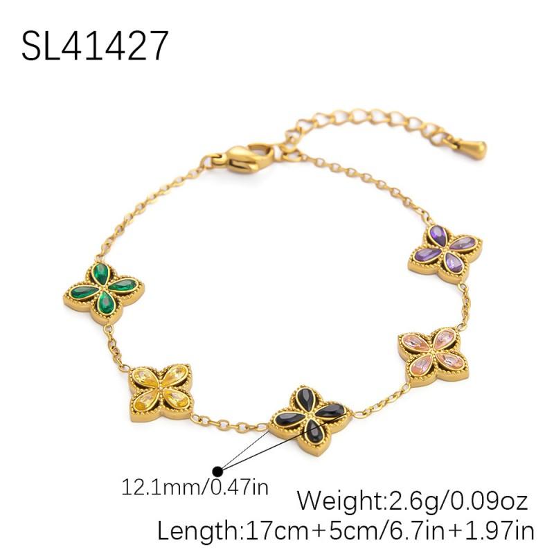 Stainless Steel Four Leaf Clover Necklace Earring Set Women Lightweight Hypoallergenic Jewelry Elegant Minimalist
