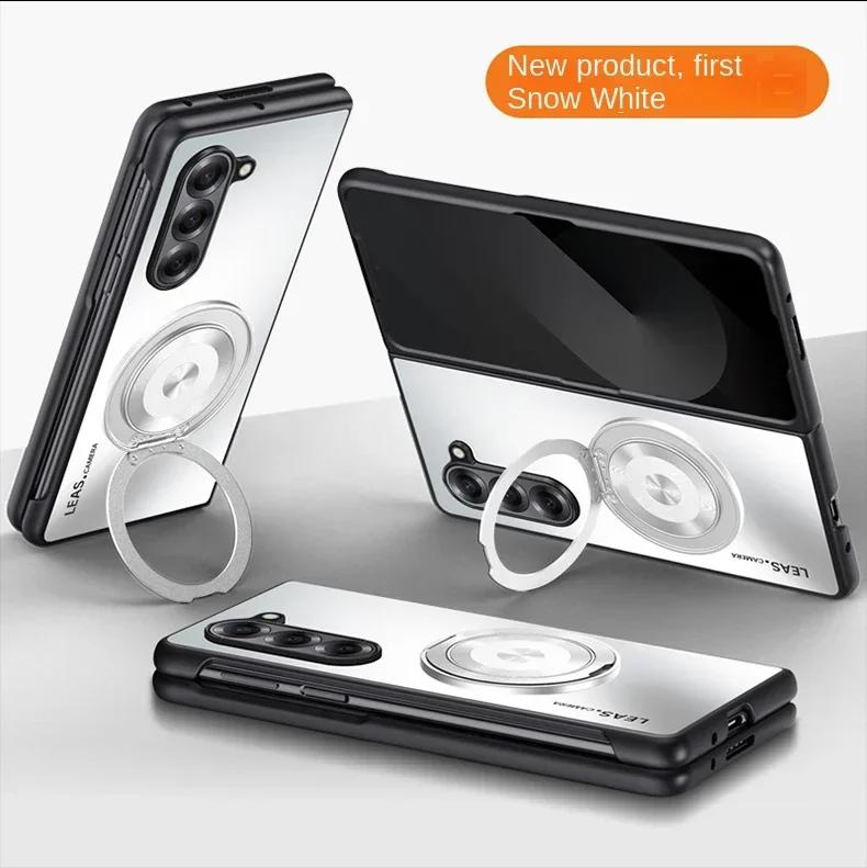 Luxury Metal Magnetic Ring Car Holder Case for Samsung Galaxy Z Fold 7 6 5 4 3 for Mag-safe Shockproof Stands Protective Shell