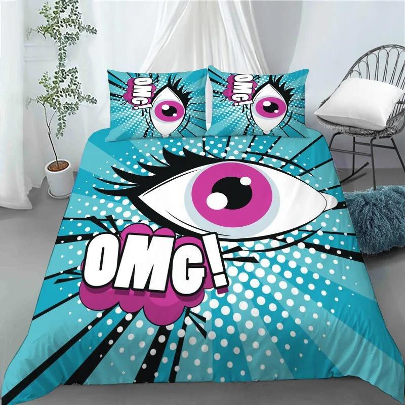 3D Hip Hop Art Style Duvet Cover Cool Rock and Roll Style Quilt Cover with Pillowcase for Kid Home Bedroom Decor King Queen Size