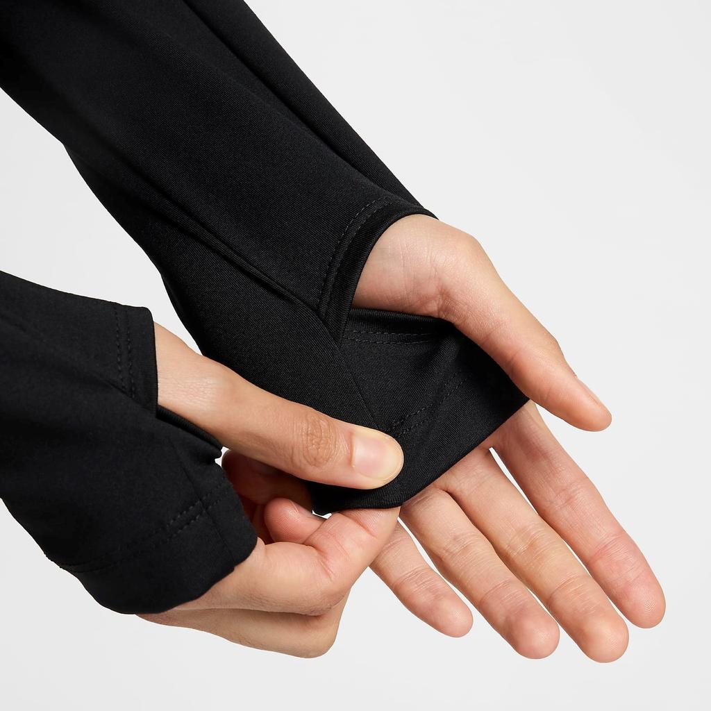 Nike Dry Fit Solid Color Casual Comfortable Quick-Dry Versatile Stand Collar Long Sleeve Jacket Women Jackets Black FV7952-010