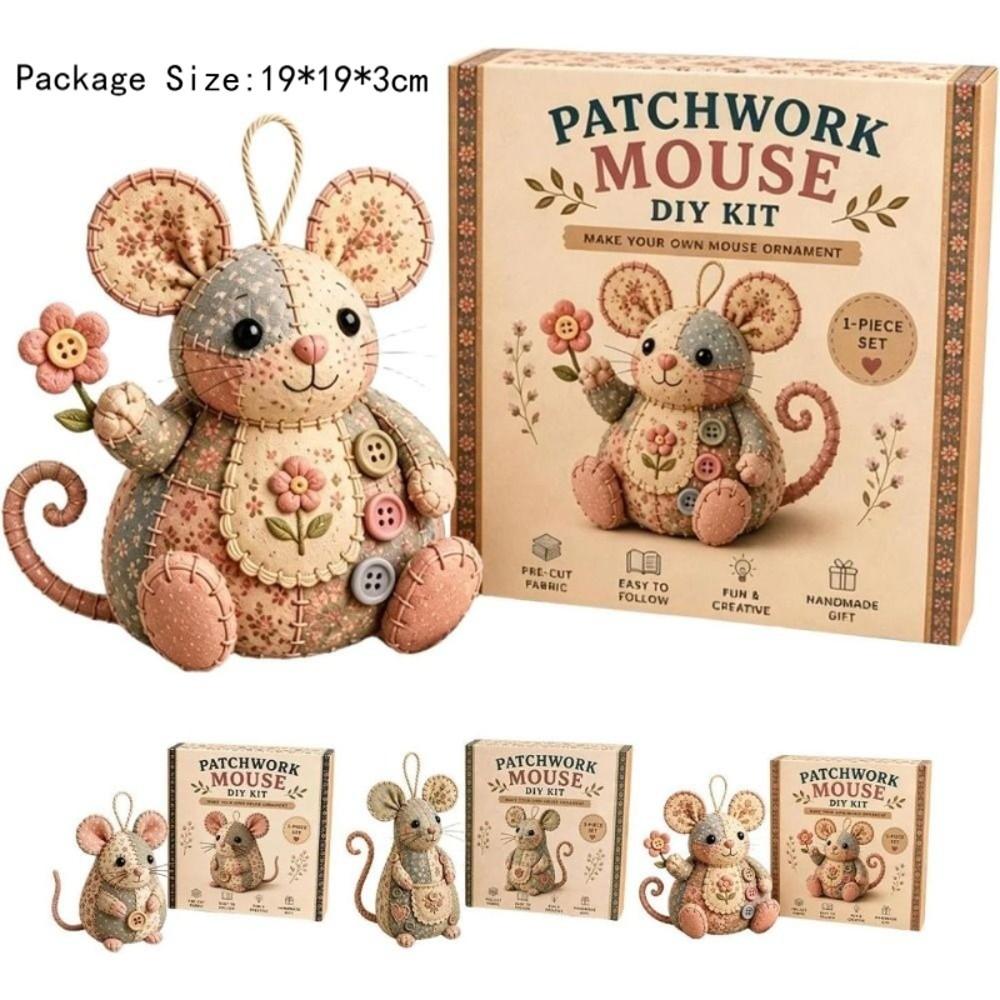 Handmade Patchwork Mouse Kit Pre Cut Fabric Mouse Sewing Kit Patchwork Craft Kit  Craft Learning
