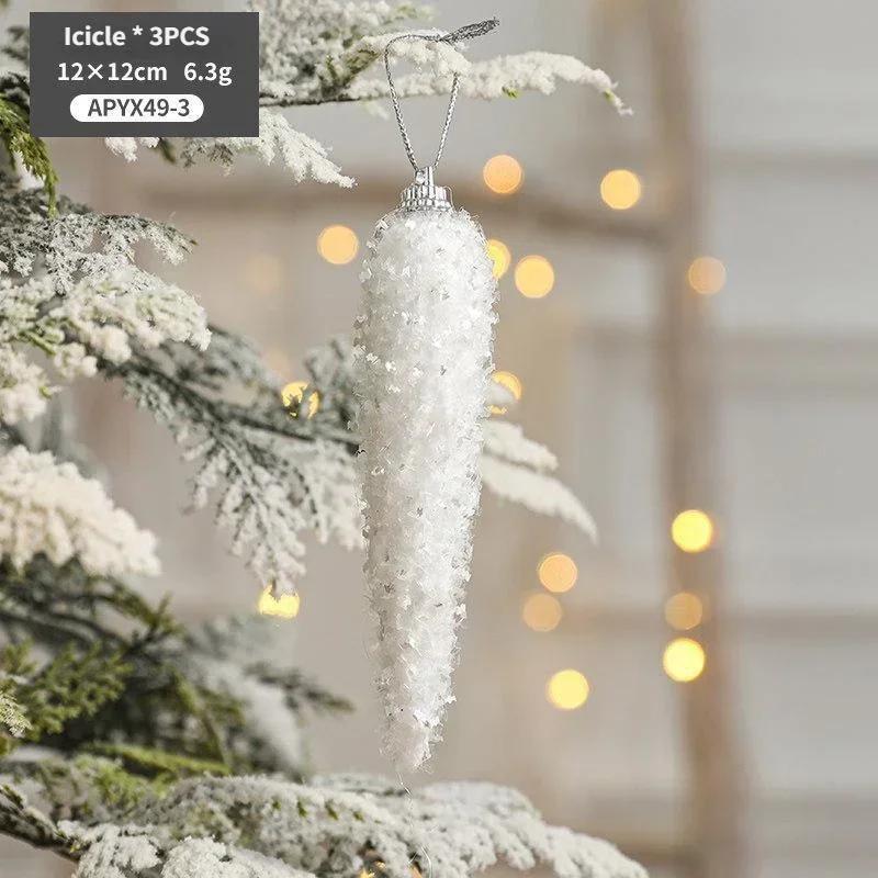 1Pcs Ornaments White Foam Stars Pentagram Icicle Gift Box Pendant Tree Hanging Decorations Shiny New Year Festival Decors