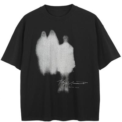 Streetwear Shadows Graphic Black T-Shirt Cotton Unisex Tops Tees Summer Short Sleeves T Shirt