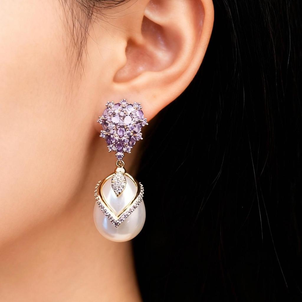 S925 Silver Teardrop Pearl Earrings: Elegant Zircon Inlay, French Luxury Court Style