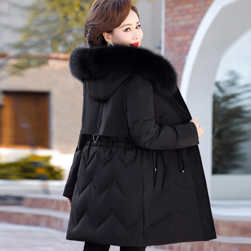 Women's 2023 Mid-Length Plus Size Duck Down Jacket - Warm, Stylish Winter Coat for Middle-Aged & Elderly